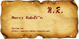 Mercz Rabán névjegykártya